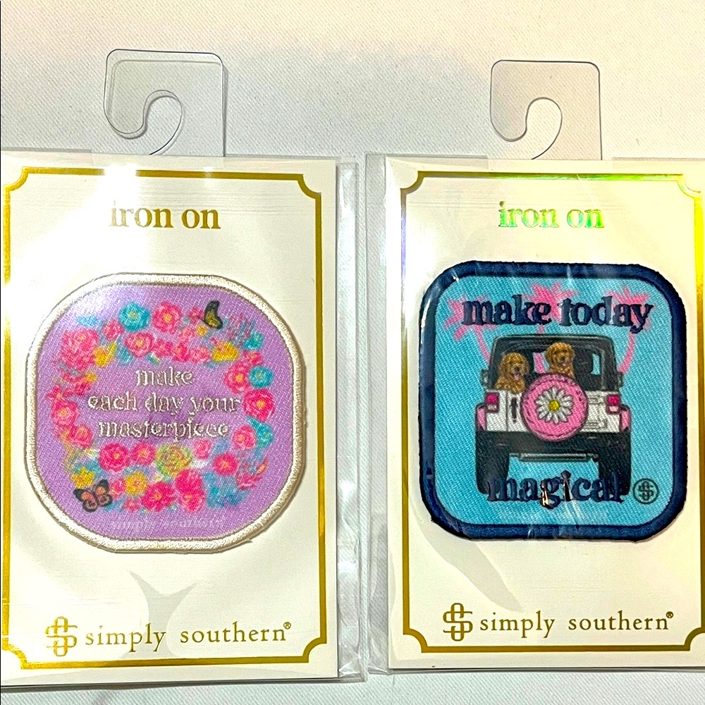 Simply Southern Inspirational Floral Dog and Jeep Iron-On Patches  NWT